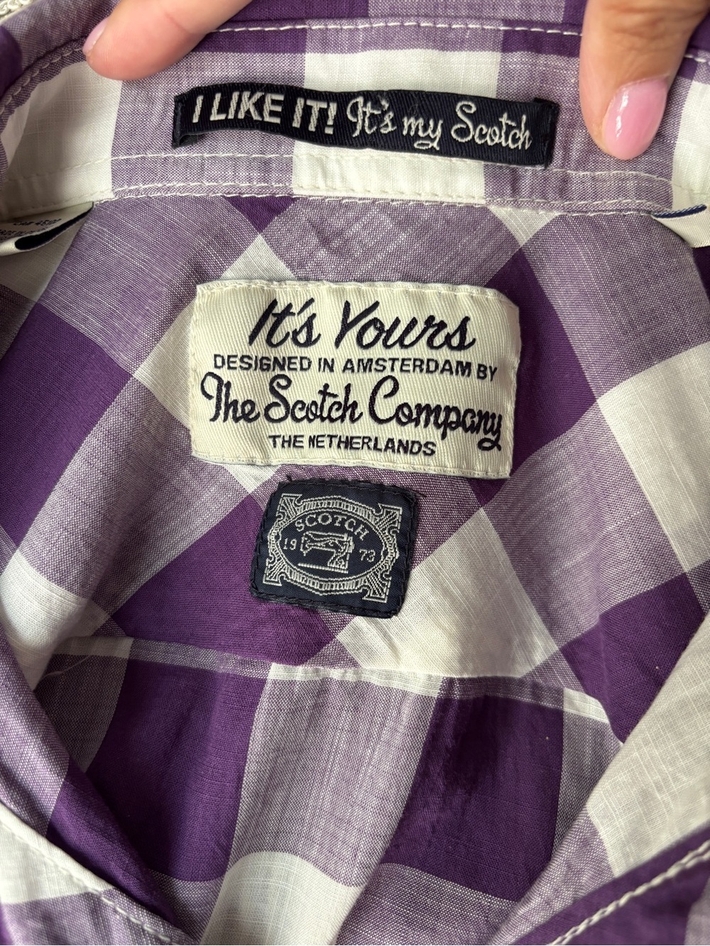 Scotch & Soda Amsterdam Purple White Plaid Button Down Shirt Long Sleeve - Picture 4 of 9